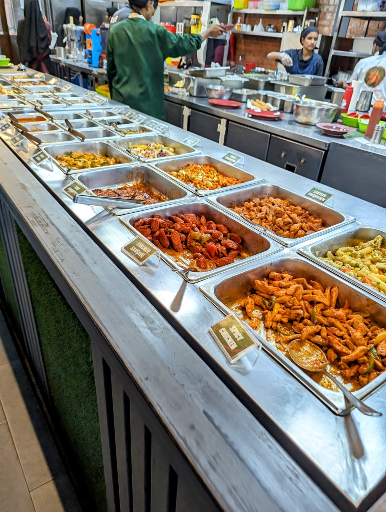 Salad bar inside Green & Pepper Restaurant in Bashundhara