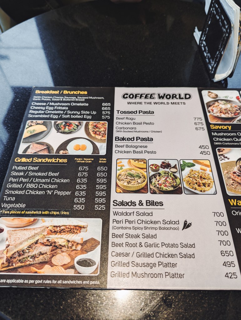 Coffee World Uttara Menu